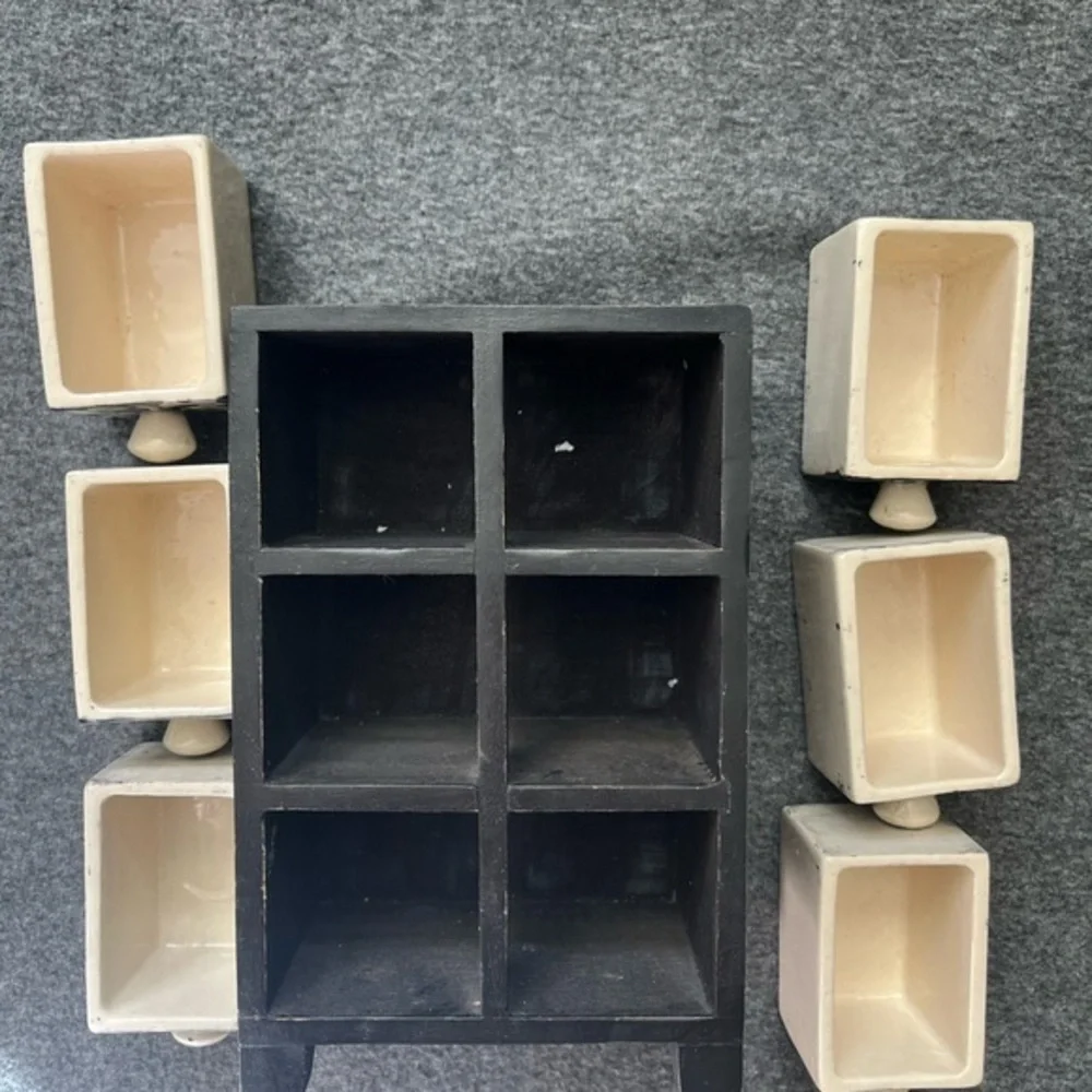 Copenhagen Mid-Century Modern Pottery 6 Tile Drawers Organizer Denmark Storage